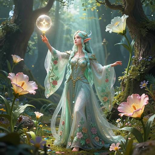 Eladrin Mage Casting Flower Spells