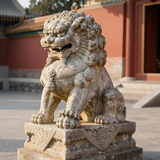 Hyper-Detailed Ancient Stone Lion Statue