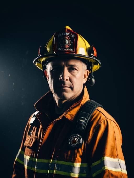Cinematic Firefighter Portrait in Studio