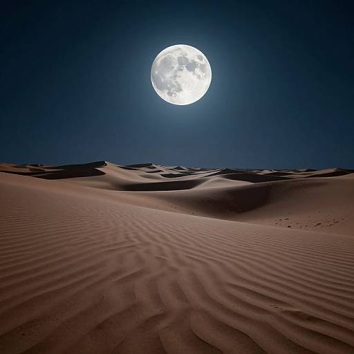 Surreal Desert Night with Luminous Moon
