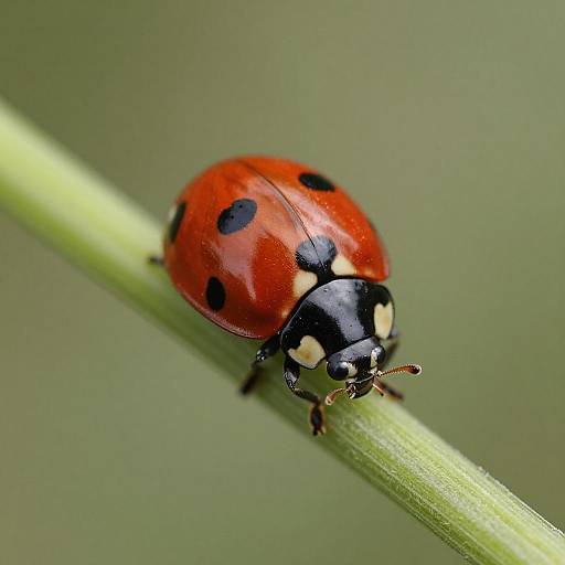 Vibrant Ladybug on Textured Green Stem