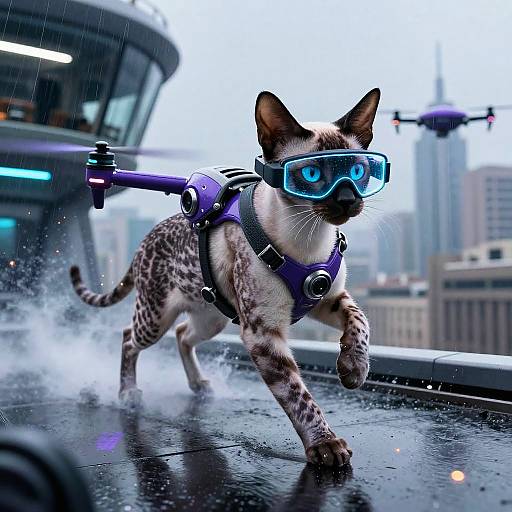 Futuristic Egyptian Mau Drone Pilot