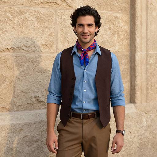 Confident Young Man by Stone Wall