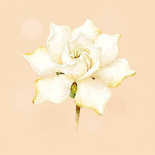 Creamy Ivory Gardenia Watercolor Illustration