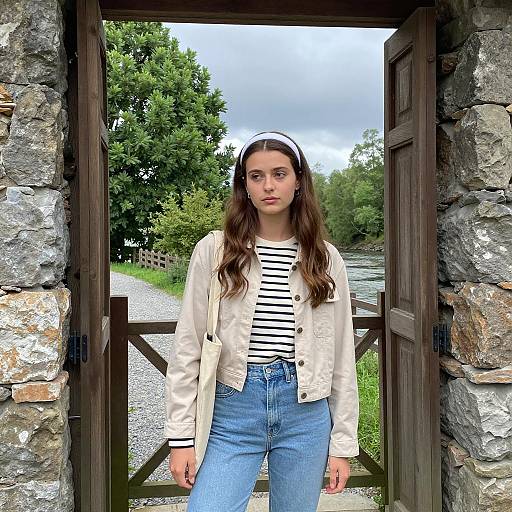 Young Woman in Striped Shirt Portrait