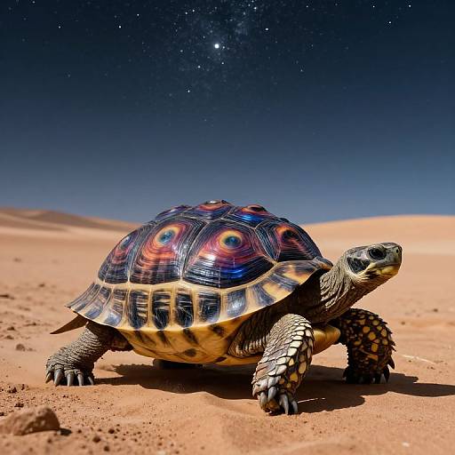 Cosmic Tortoise in Desert Night