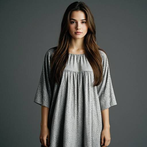 Young Woman in Grey Tunic Dress