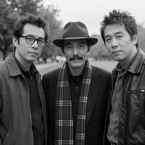 Black-and-White Trio: Fedora, Glasses, Leather