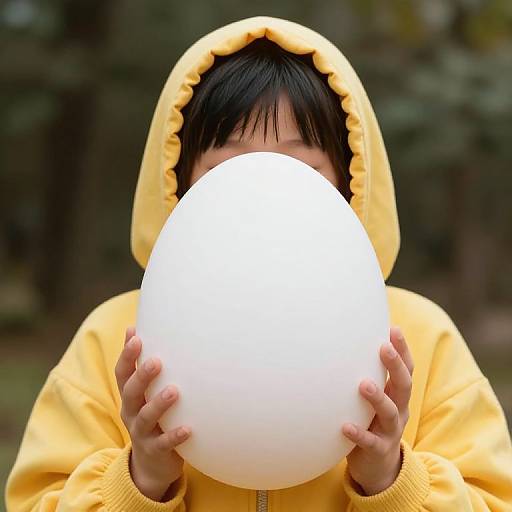 Person in Yellow Outfit with Egg