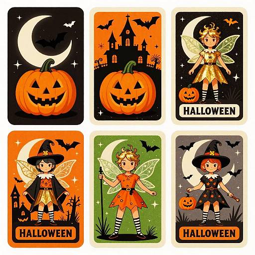 Retro Halloween Trading Card Set