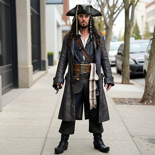 Caribbean Pirate Man in Black Coat