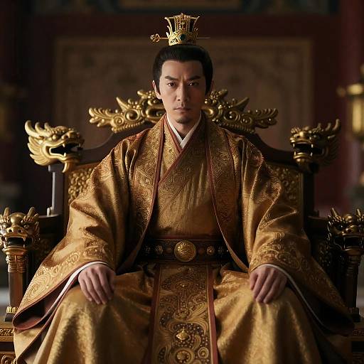 Photorealistic Emperor on Dragon Throne