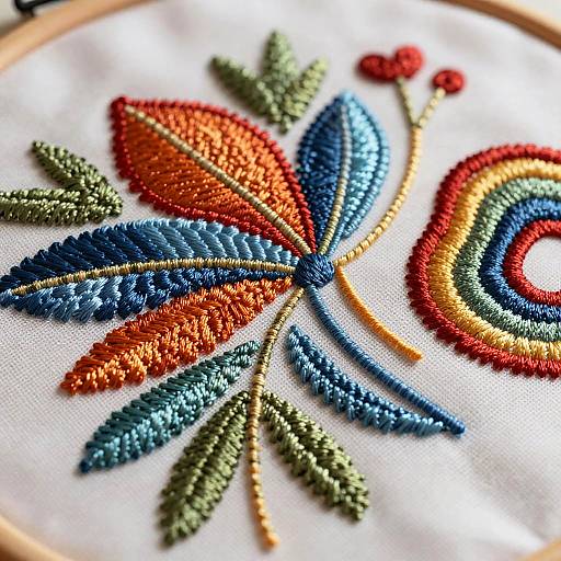 Colorful Embroidery Pattern on Fabric