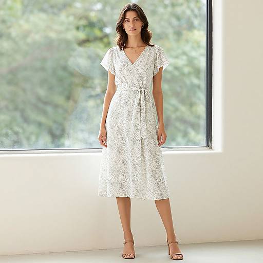 Woman in White Floral Print Dress