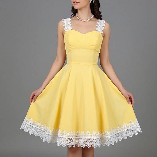 Elegant Woman in Vintage Yellow Dress