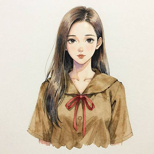 Watercolor Sketch of Woman by Nihei