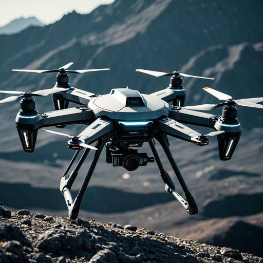 Futuristic Hexacopter Drone in Mountain Terrain