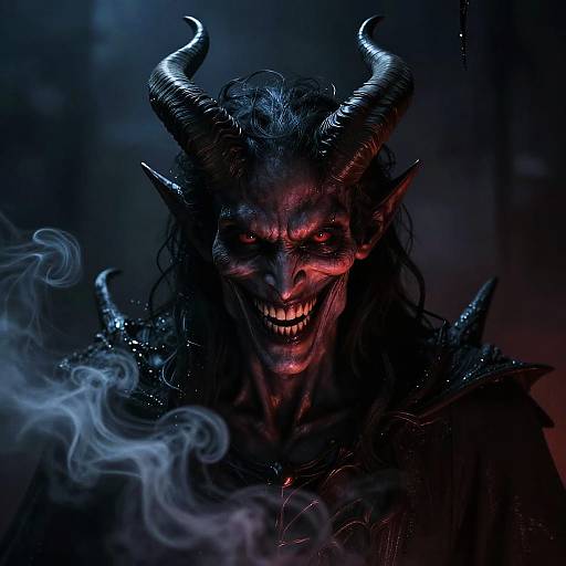 Dark Demon Portrait with Glowing Eyes