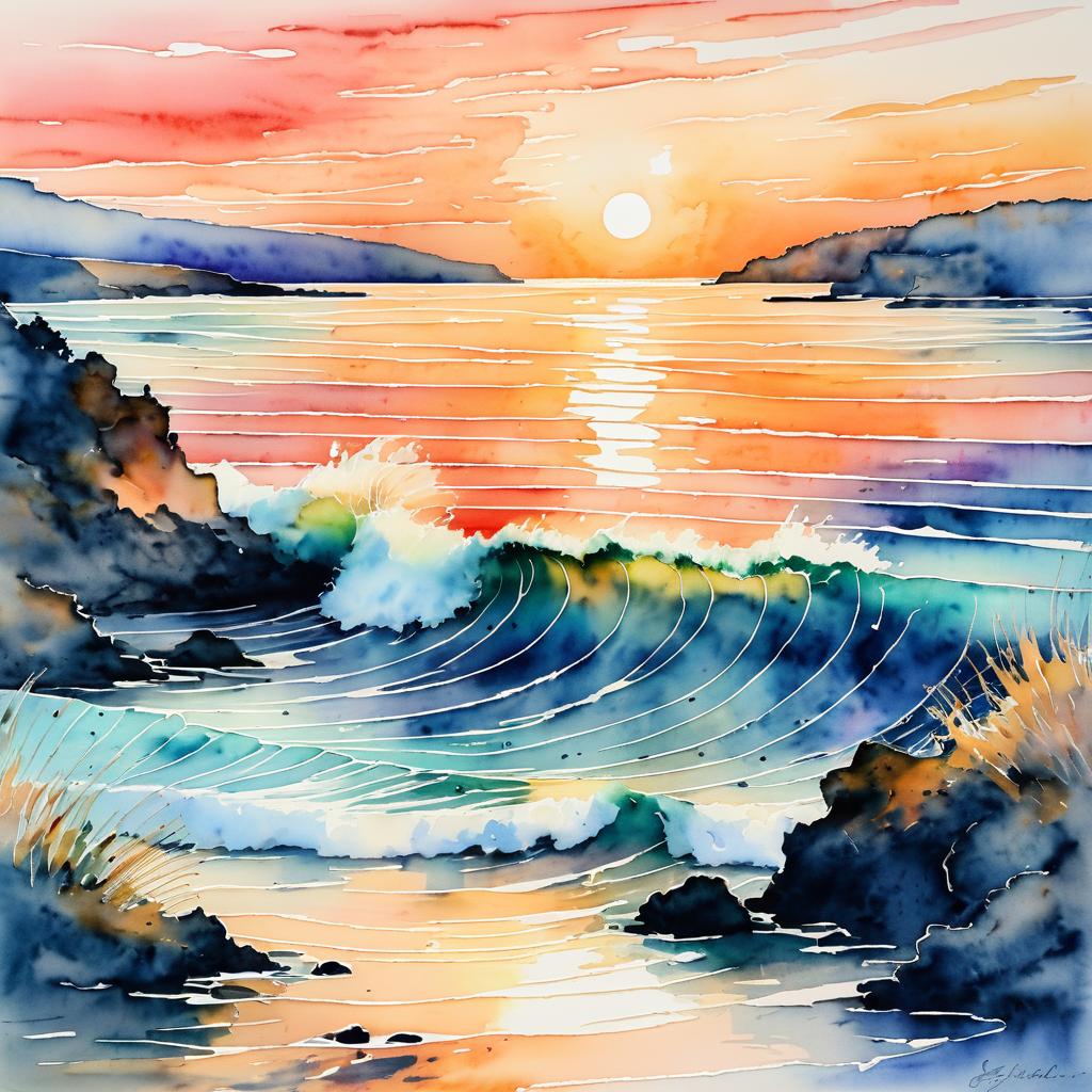 Surreal Coastal Sunset in Monet's Style