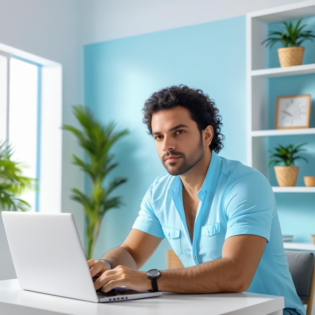 Vibrant Brazilian Freelancer in Home Office