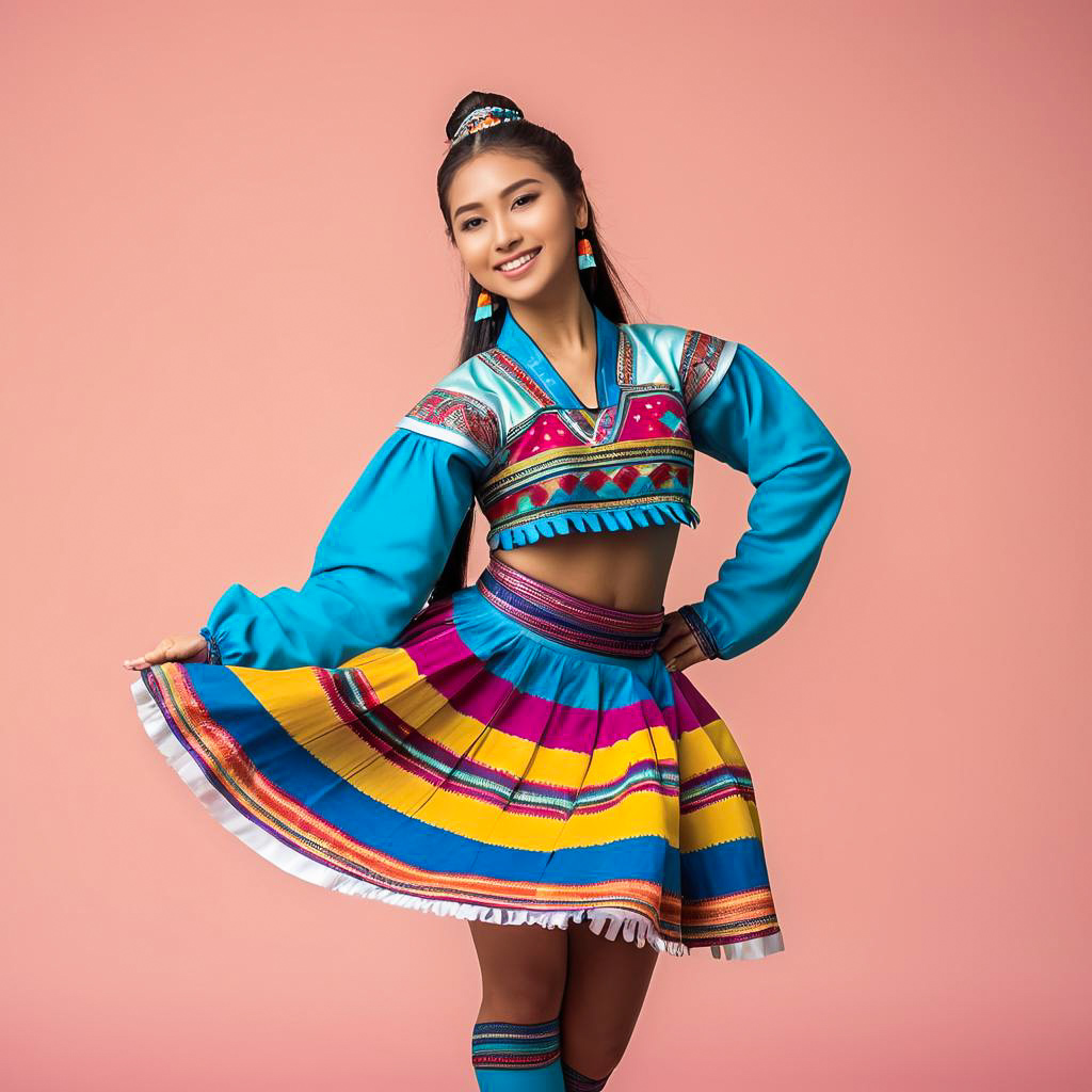 Vibrant Andean Dance in Pastel Setting