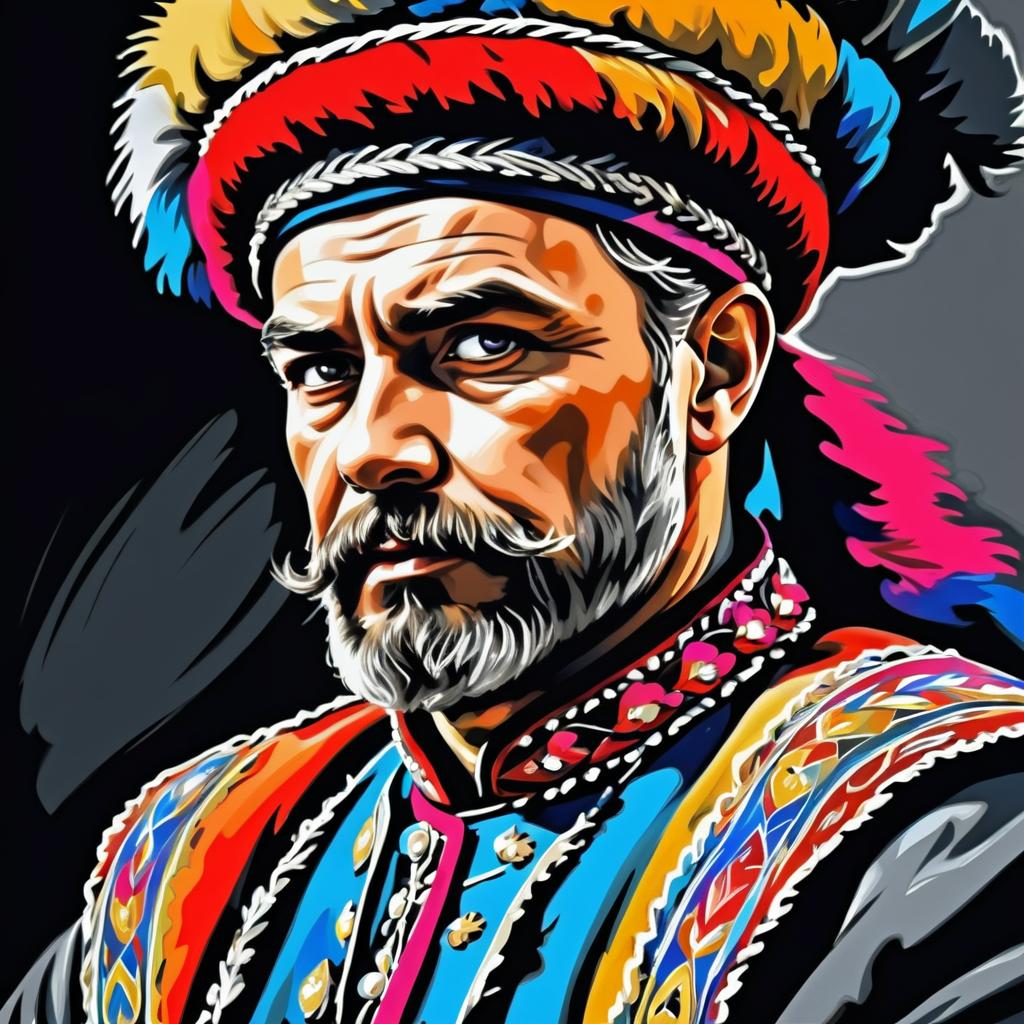 Dramatic Cossack Portraits in Colorful Style