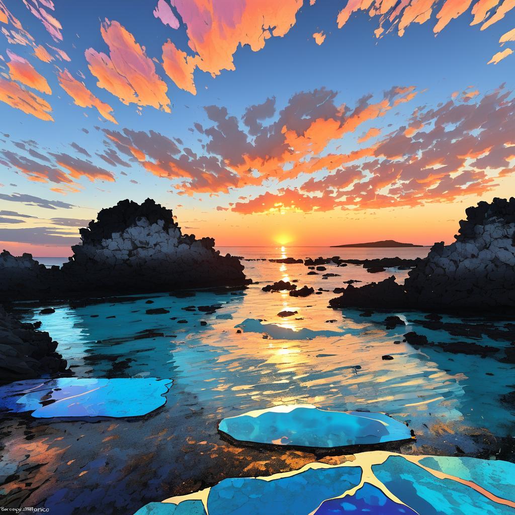 Vibrant Sunset Over Crystal Blue Lagoon