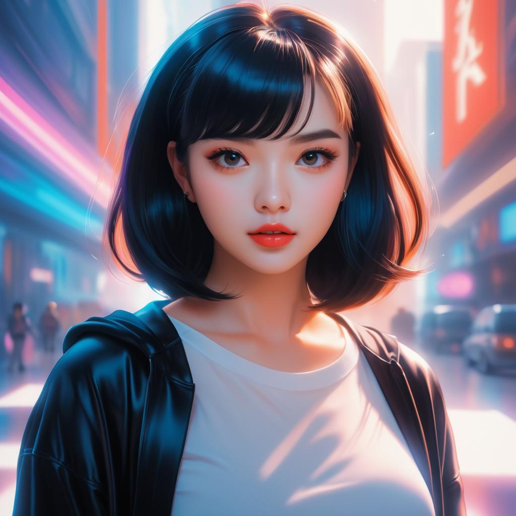 Confident Girl Portrait in Art Style