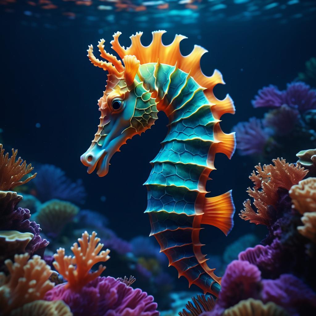 Dramatic Seahorse Portrait Underwater