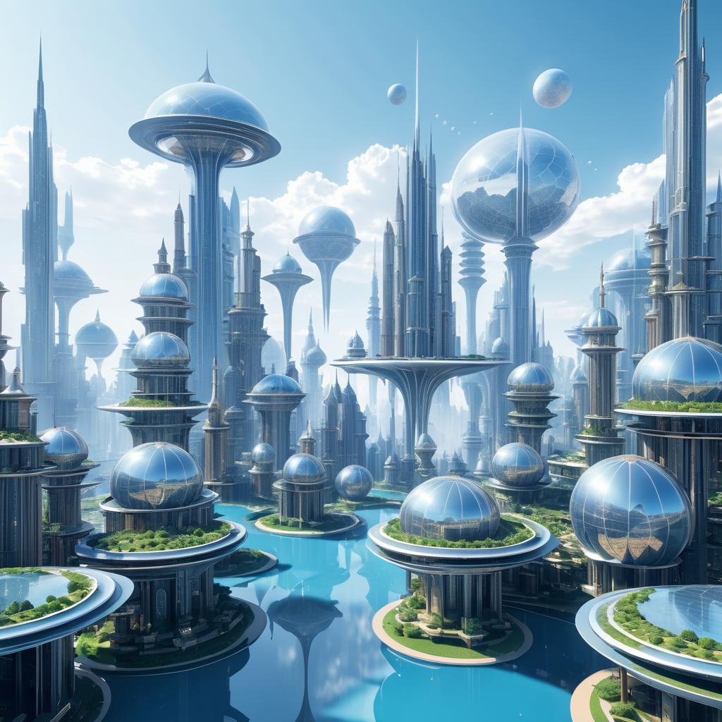 Futuristic Floating City in the Sky