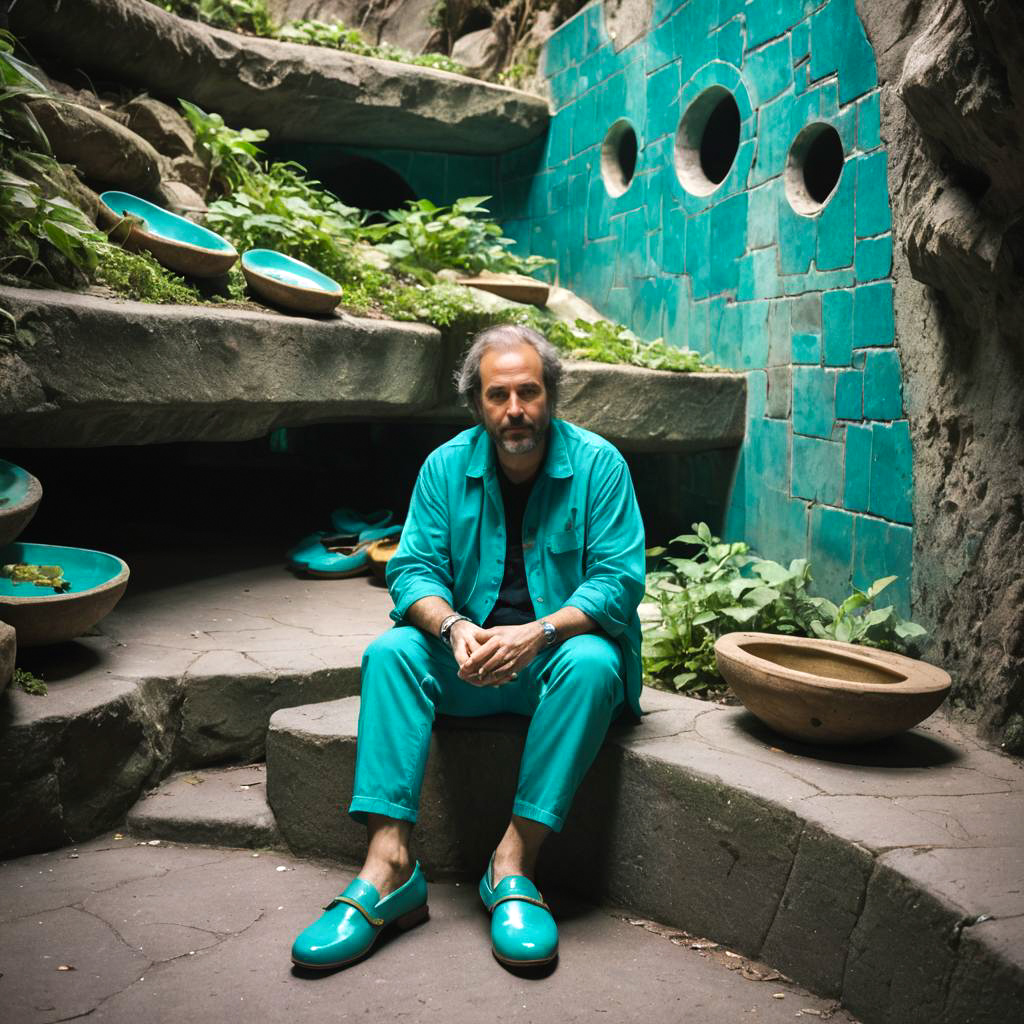 Musician Relaxing by Underground Grotto