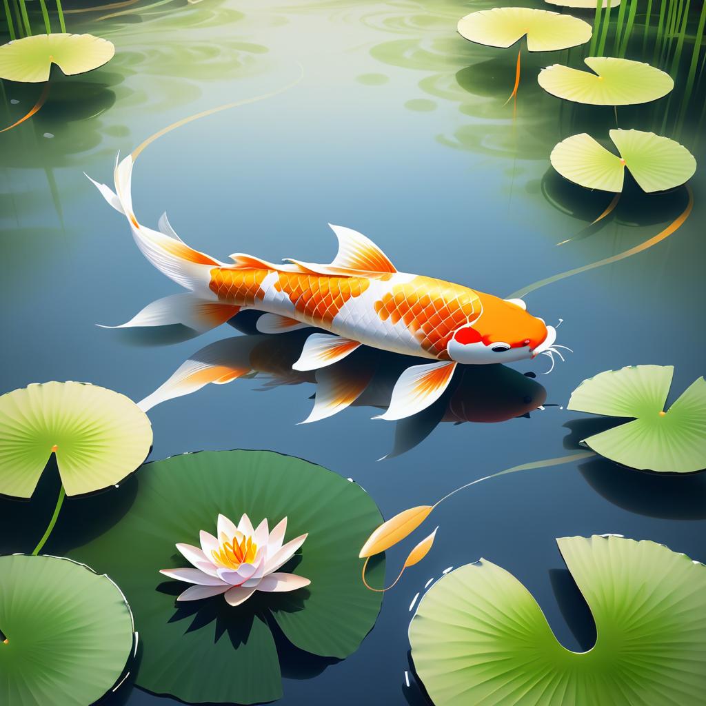 Serene Koi Fish in Tranquil Pond