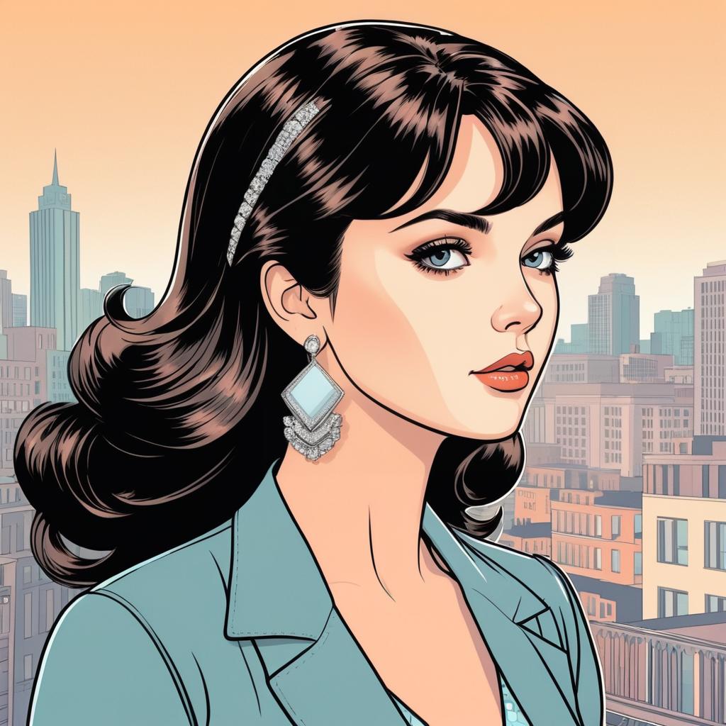 Dramatic Retro City Girl Illustration