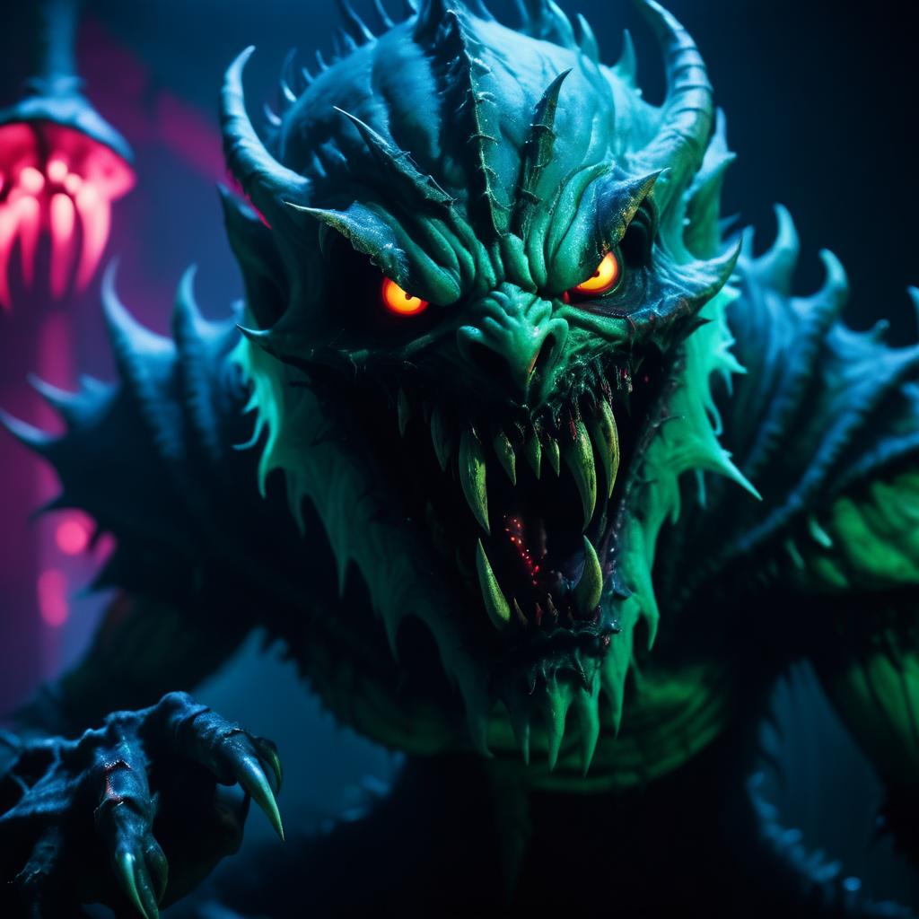 Photorealistic Grotesque Ghoul in Neon