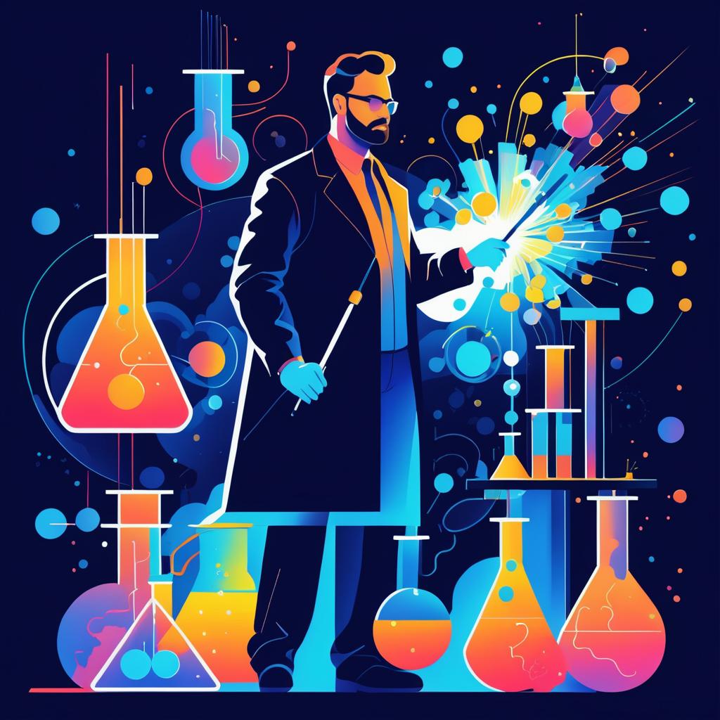 Bold 2D Scientist Experiment Illustration