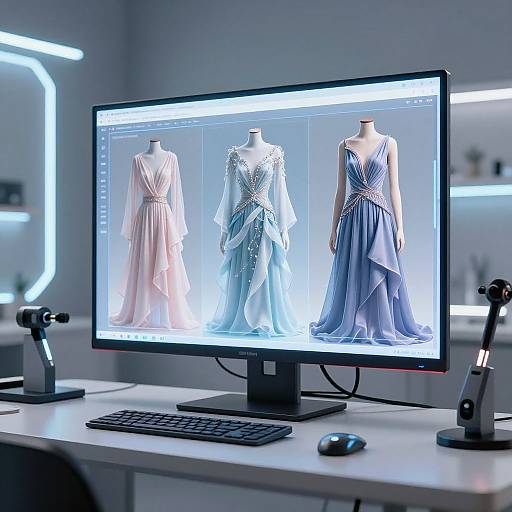 Futuristic AI Clothing Generator Scene