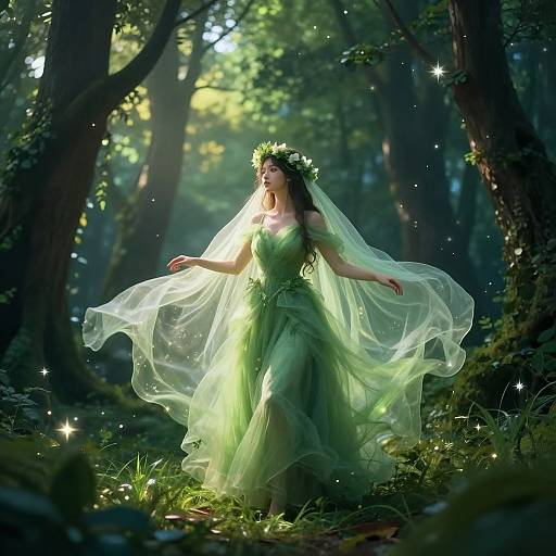 Serene Dryad in Mystical Forest