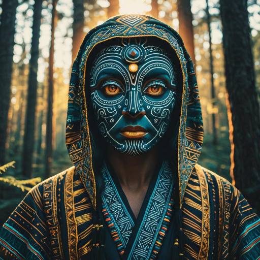 Mystical Forest Guardian in Glowing Tribal Robe Mystical Forest Guardian in Glowing Tribal Robe