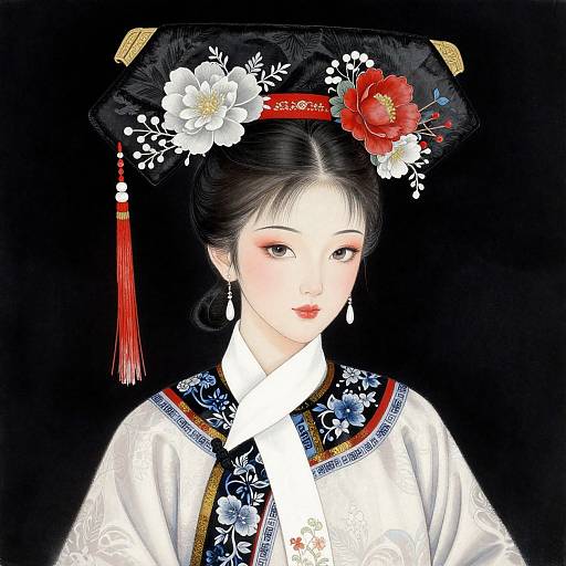 Elegant Chinese Brush Painting Woman