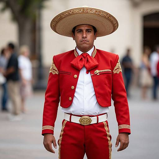 Man in Red and White Torero Costume