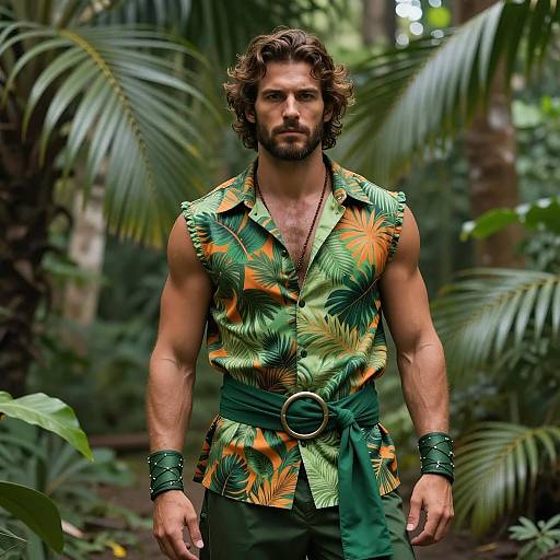 Muscular Man in Jungle Fancy Dress