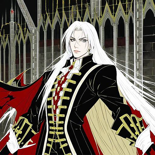 Illustration of Alucard (castlevania), castlevania (series) in the style of Sekai saisoku no panda