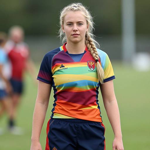 Realistic Woman in Rugby Outfit