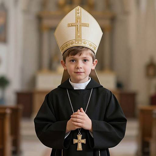 Realistic Kid in Priest Costume
