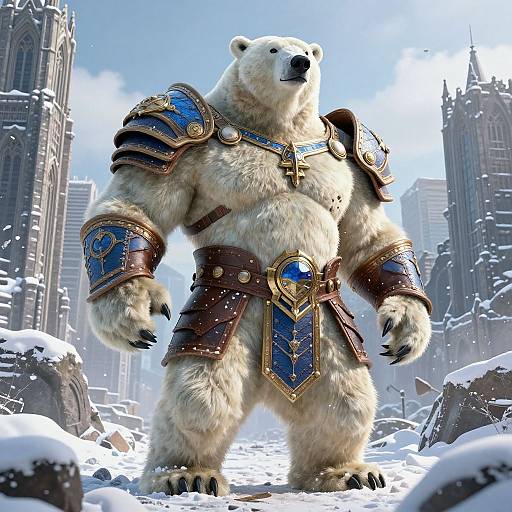 Muscular Polar Bear Titan in Armor