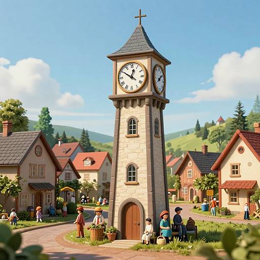 Sentient Clock Tower in Time-Looped Village