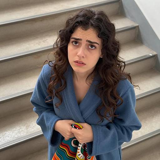 Worried Woman Portrayed from Above