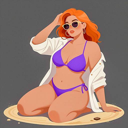 Vibrant Illustration of a Curvy Woman