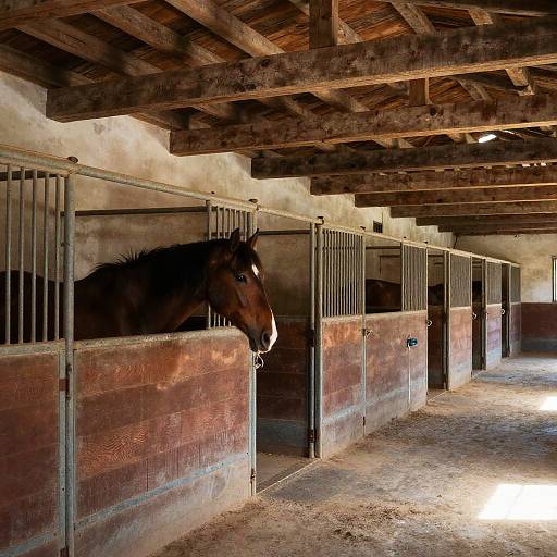 Rustic Stable Interior with Sunlight