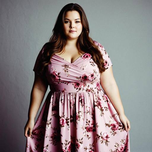 Elegant Plus Size Pink Floral Dress